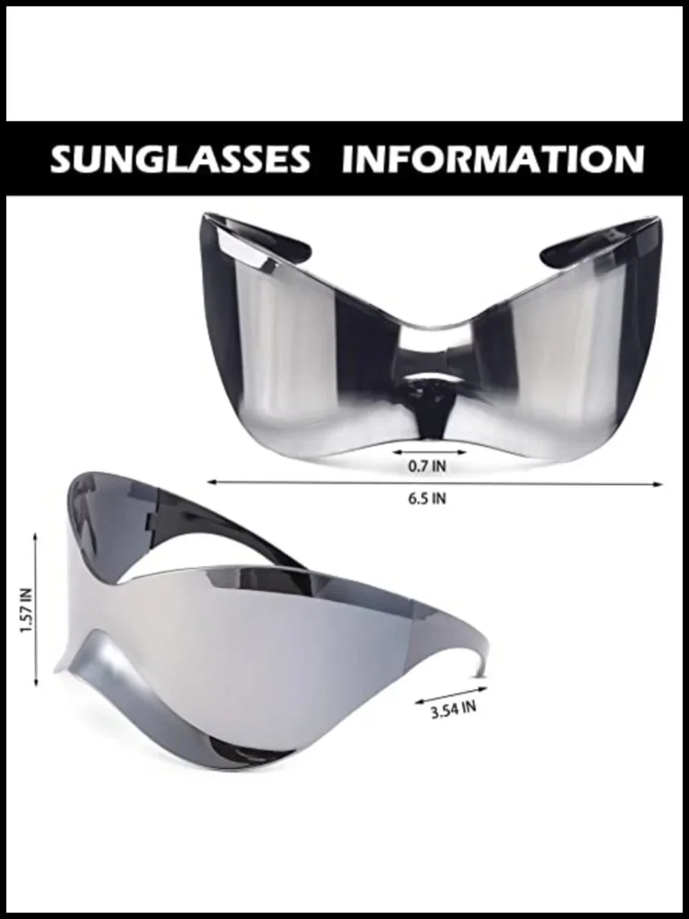 Oversized Futuristic Wrap Around Sunglasses UV Protection Butterfly Shield